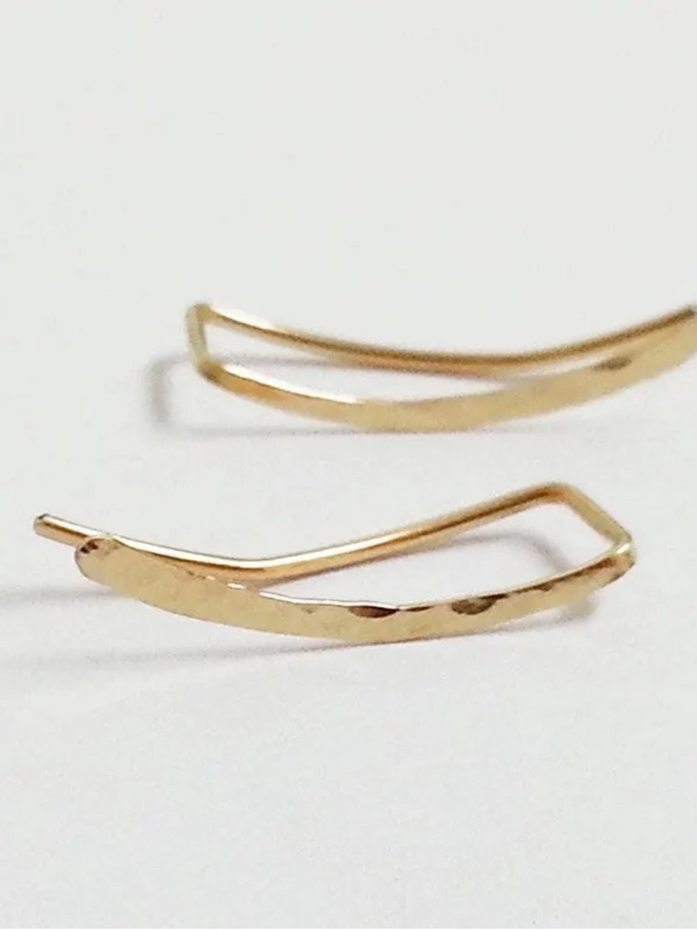 Hammered Gold Curved Ear Climbers
